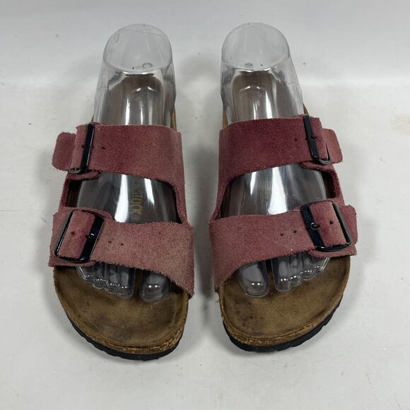 BIRKENSTOCK Sandals 38 L7 M5 Arizona Velvety Suede Leather Zinfandel Red - Picture 10 of 15